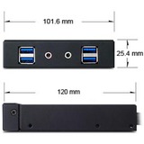 SilverStone FP32-E interface-kort/adapter Intern USB 3.2 Gen 1 (3.1 Gen 1), Frontpanel Sort, Parallel, USB 3.2 Gen 1 (3.1 Gen 1), Audio in, Auoio out, Sort, 101,6 mm, 120 mm