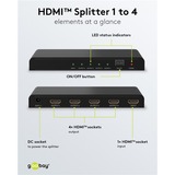 goobay HDMI-splitter 1 til 4 (4K @ 30Hz), HDMI splitter Sort