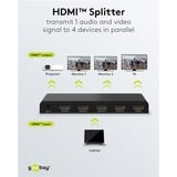 goobay HDMI-splitter 1 til 4 (4K @ 30Hz), HDMI splitter Sort