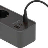 Brennenstuhl Ecolor stikdåse 4-vejs med 2x USB-C, 1x USB-A, Strømskinne Sort/antracit