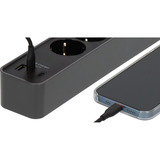 Brennenstuhl Ecolor stikdåse 4-vejs med 2x USB-C, 1x USB-A, Strømskinne Sort/antracit