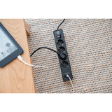 Brennenstuhl Ecolor stikdåse 4-vejs med 2x USB-C, 1x USB-A, Strømskinne Sort/antracit