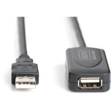 Digitus Aktivt USB 2.0 forlængerledning, 20 meter Sort