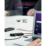 ICY BOX IB-HUB1436-CPD Ledningsført USB 3.2 Gen 2 (3.1 Gen 2) Type-A Sort, USB hub Sort, Ledningsført, USB 3.2 Gen 2 (3.1 Gen 2) Type-A, 100 W, Sort, 10 Gbit/sek., Aluminium