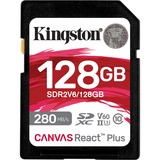 Kingston Canvas React Plus 128 GB SDXC, Hukommelseskort Sort
