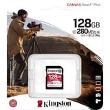 Kingston Canvas React Plus 128 GB SDXC, Hukommelseskort Sort