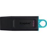 Kingston DataTraveler Exodia - USB 3.2 Flash Drive, USB-stik Sort/Turkis, 64 GB, USB Type-A, 3.2 Gen 1 (3.1 Gen 1), Hætte, 11 g, Sort, Turkis