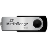 MediaRange MR913 USB-nøgle 128 GB USB Type-A 2.0 Sort, Sølv, USB-stik Sort/Sølv, 128 GB, USB Type-A, 2.0, 10 MB/s, Svirvel, Sort, Sølv