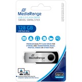 MediaRange MR913 USB-nøgle 128 GB USB Type-A 2.0 Sort, Sølv, USB-stik Sort/Sølv, 128 GB, USB Type-A, 2.0, 10 MB/s, Svirvel, Sort, Sølv