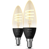 Philips Hue White Ambiance Filament E14 Lysestageform Dobbeltpakke 350, LED-lampe 