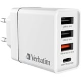 Verbatim 49701 oplader til mobil enhed Universel Hvid Vekselstrøm Hurtig opladning Indendørs Hvid, Indendørs, Vekselstrøm, Hvid