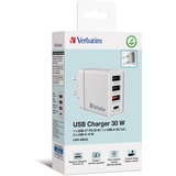 Verbatim 49701 oplader til mobil enhed Universel Hvid Vekselstrøm Hurtig opladning Indendørs Hvid, Indendørs, Vekselstrøm, Hvid