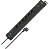 Brennenstuhl Premium-Line stikdåse 6-vejs med 2x USB-C PD, 1x USB-A, Strømskinne Sort