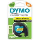 Dymo LT Plast Etikettebånd, Tape Sort på gul, Polyester, Belgien, DYMO, LetraTag 100T, LetraTag 100H, 1,2 cm