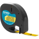 Dymo LT Plast Etikettebånd, Tape Sort på gul, Polyester, Belgien, DYMO, LetraTag 100T, LetraTag 100H, 1,2 cm