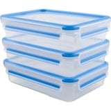 Emsa 515645 enhed til madopbevaring Rektangulær Kasse 1,2 L Transparent 3 stk, Boks gennemsigtig/Blå, Kasse, Rektangulær, 1,2 L, Transparent, Polypropylen (PP), Termoplastisk elastomer (TPE), Tyskland