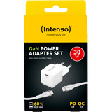 Intenso Power Adapter W30C GaN + C315C USB-C Kabel, Oplader Hvid
