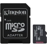 Kingston 16GB microSDHC Industrial C10 A1 pSLC kort + SD-adapter, Hukommelseskort Sort, 16 GB, MicroSDHC, Klasse 10, UHS-I, 100 MB/s, 80 MB/s