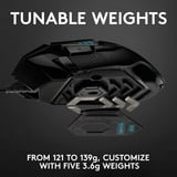 Logitech G502 Hero mus Højre hånd USB Type-A Optisk 25600 dpi, Gaming mus Sort, Højre hånd, Optisk, USB Type-A, 25600 dpi, 1 ms, Sort