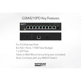 Netgear GSM4210PD Administreret L2/L3 Gigabit Ethernet (10/100/1000) Strøm over Ethernet (PoE) Sort, Switch Administreret, L2/L3, Gigabit Ethernet (10/100/1000), Fuld duplex, Strøm over Ethernet (PoE), Stativ-montering