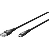goobay Supersoft USB 2.0 tekstilkabel, USB-A stik > USB-C stik Sort