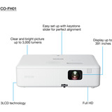 Epson CO-FH01 3000 ANSI lumens 3LCD 1080p (1920x1080) Hvid, LCD-projektor Hvid, 3000 ANSI lumens, 3LCD, 1080p (1920x1080), 16:9, 660,4 - 9931,4 mm (26 - 391"), 0,9 - 10,4 m