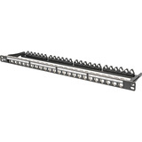 Digitus Modulært højkapacitets patchpanel, 24-porte, rackmontering, afskærmet, Patch Panel Sort