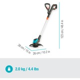 GARDENA EasyCut 23/18V P4A 23 cm Batteri Sort, Blå, Orange, Sølv, Græs trimmer grå/Turkis, Græstrimmer, 23 cm, Blade, D-loop håndtag, Plast, Sort, Blå, Orange, Sølv