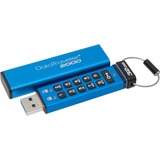 Kingston DataTraveler 2000 32GB USB-nøgle USB Type-A 3.2 Gen 1 (3.1 Gen 1) Blå, USB-stik Blå, 32 GB, USB Type-A, 3.2 Gen 1 (3.1 Gen 1), Muffe, Beskyttelse af adgangskode, Blå