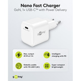 goobay 45 W USB-C PD GaN Nano hurtigoplader Hvid