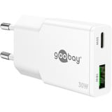 goobay USB-C PD GaN Dual Hurtigoplader Slim 30 W Hvid