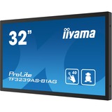 iiyama TF3239AS-B1AG computerskærm 80 cm (31.5") 1920 x 1080 pixel Fuld HD LED Berøringsskærm Sort, Offentlig visning Sort (mat), 80 cm (31.5"), 1920 x 1080 pixel, Fuld HD, LED, 8 ms, Sort