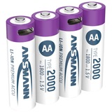 Ansmann Li-Ion batteri Mignon AA type 2.000 (min. 1.800 mAh), 4-pak Hvid/Violet