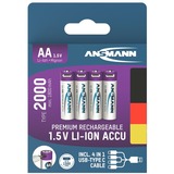 Ansmann Li-Ion batteri Mignon AA type 2.000 (min. 1.800 mAh), 4-pak Hvid/Violet