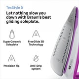 Braun TexStyle 5 SI 5225 PU, Dampstrygejern Violet/Hvid