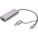 Digitus DN-3028 kabel kønsskifter USB-C USB 3.1 RJ-45 Grå, Adapter grå, USB-C USB 3.1, RJ-45, Grå