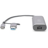 Digitus DN-3028 kabel kønsskifter USB-C USB 3.1 RJ-45 Grå, Adapter grå, USB-C USB 3.1, RJ-45, Grå