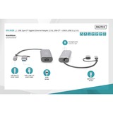 Digitus DN-3028 kabel kønsskifter USB-C USB 3.1 RJ-45 Grå, Adapter grå, USB-C USB 3.1, RJ-45, Grå