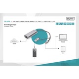 Digitus DN-3028 kabel kønsskifter USB-C USB 3.1 RJ-45 Grå, Adapter grå, USB-C USB 3.1, RJ-45, Grå