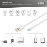 Digitus USB 2.0 data-/ladekabel USB-A > Lightning, MFI-certificeret Hvid