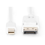 Digitus mini-DisplayPort > DisplayPort tilslutningskabel, Full HD 1080p Hvid