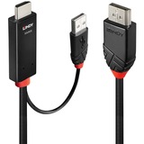 Lindy 41498 videokabel adapter 1 m HDMI + USB Type-A DisplayPort Sort Sort/Rød, 1 m, HDMI + USB Type-A, DisplayPort, Hanstik, Hanstik, Lige