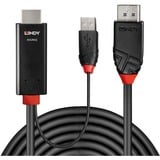 Lindy 41498 videokabel adapter 1 m HDMI + USB Type-A DisplayPort Sort Sort/Rød, 1 m, HDMI + USB Type-A, DisplayPort, Hanstik, Hanstik, Lige