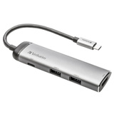 Verbatim 49140 dockingstation USB 3.2 Gen 1 (3.1 Gen 1) Type-C, USB hub Sølv/Sort, USB 3.2 Gen 1 (3.1 Gen 1) Type-C, USB 3.2 Gen 1 (3.1 Gen 1) Type-C, Metal, USB, 3 A, 5 - 40 °C