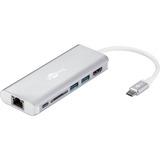 goobay 76788 interface hub USB Type-C 5000 Mbit/s Sølv, Adapter aluminium, USB Type-C, HDMI, RJ-45, USB 3.2 Gen 1 (3.1 Gen 1) Type-A, USB Type-C, SD, 5000 Mbit/s, 30 Hz, Sølv