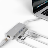 goobay 76788 interface hub USB Type-C 5000 Mbit/s Sølv, Adapter aluminium, USB Type-C, HDMI, RJ-45, USB 3.2 Gen 1 (3.1 Gen 1) Type-A, USB Type-C, SD, 5000 Mbit/s, 30 Hz, Sølv