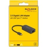 DeLOCK USB Type-C™ adapter til 2,5 Gigabit, Netværkskort Sort