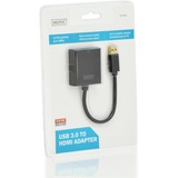 Digitus DA-70841 USB grafisk adapter Sort Sort, 1920 x 1080 pixel, 1080p, Sort, Blister, 220 mm, 160 mm