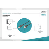 Digitus USB 2.0 tilslutningskabel USB-A (stik) > Mini-USB (stik) Sort