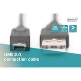 Digitus USB 2.0 tilslutningskabel USB-A (stik) > Mini-USB (stik) Sort
